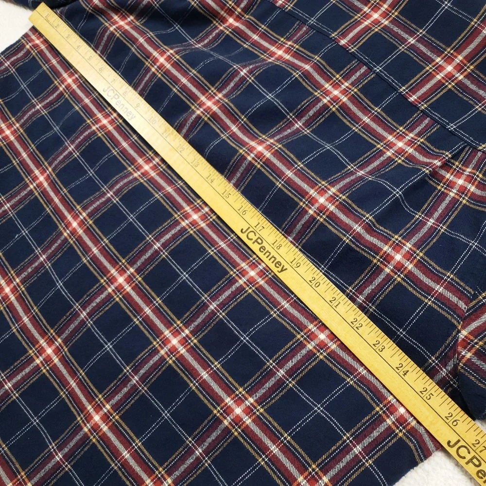 L.L. Bean Fleece Lined Flannel Shirt Jacket Mens Large Blue Red Plaid Shacket